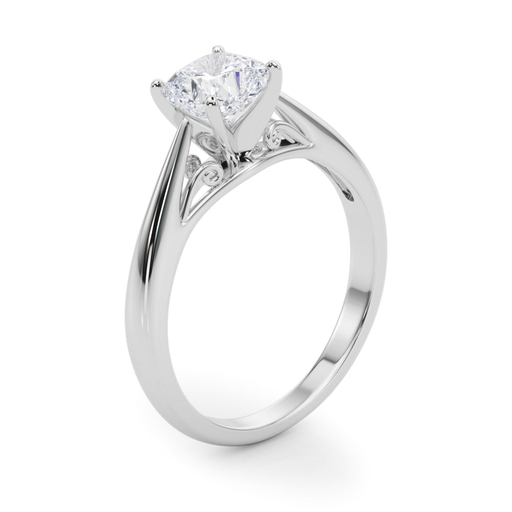 Lustrous Solitaires Any Shape Round Diamond Engagement Ring in 10K/14K gold and platinum with certified lab-grown or natural diamonds