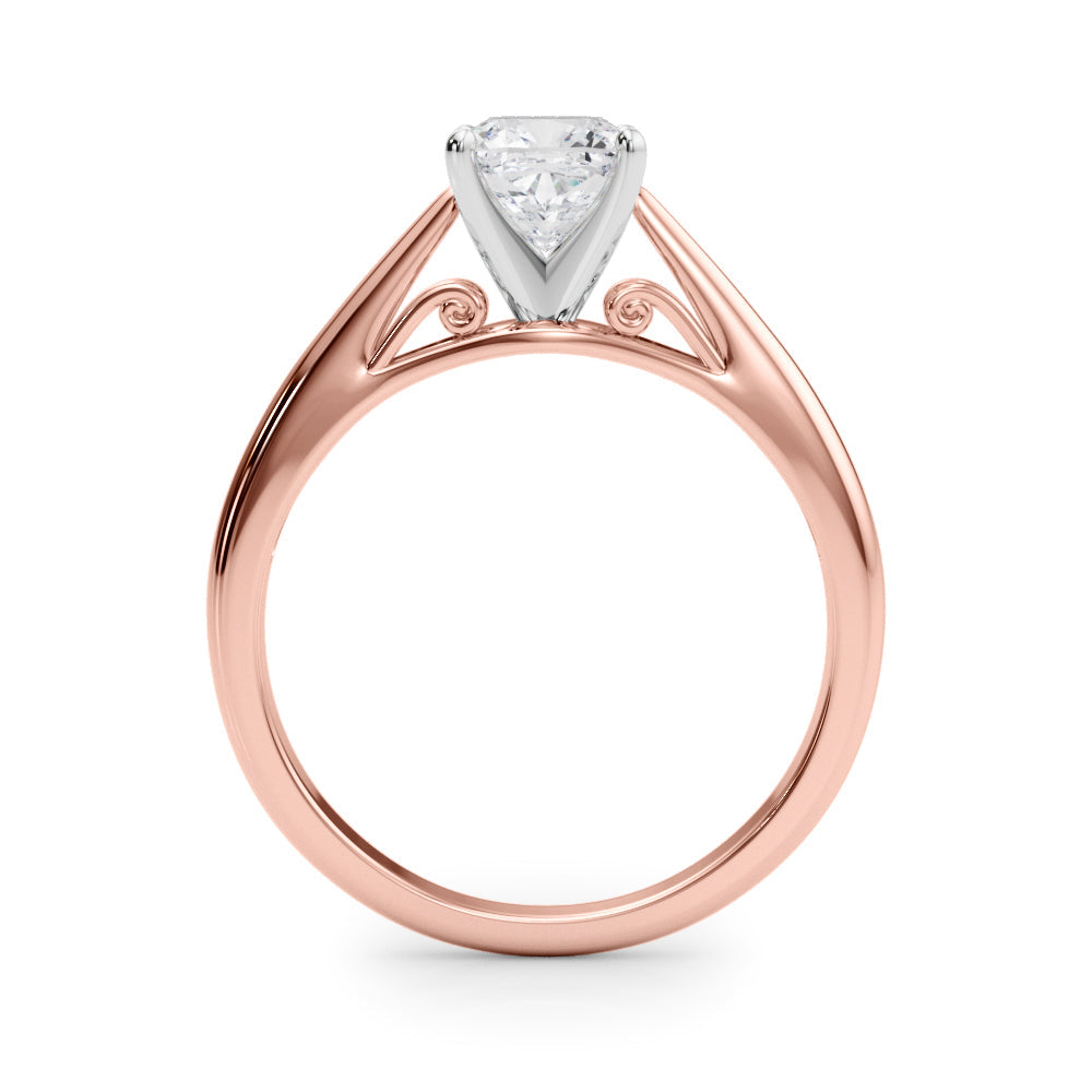 Lustrous Solitaires Any Shape Round Diamond Engagement Ring in 10K/14K gold and platinum with certified lab-grown or natural diamonds