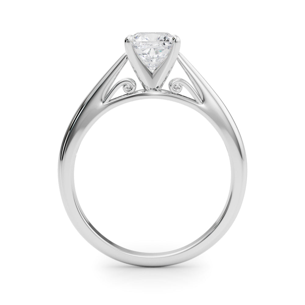 Lustrous Solitaires Any Shape Round Diamond Engagement Ring in 10K/14K gold and platinum with certified lab-grown or natural diamonds