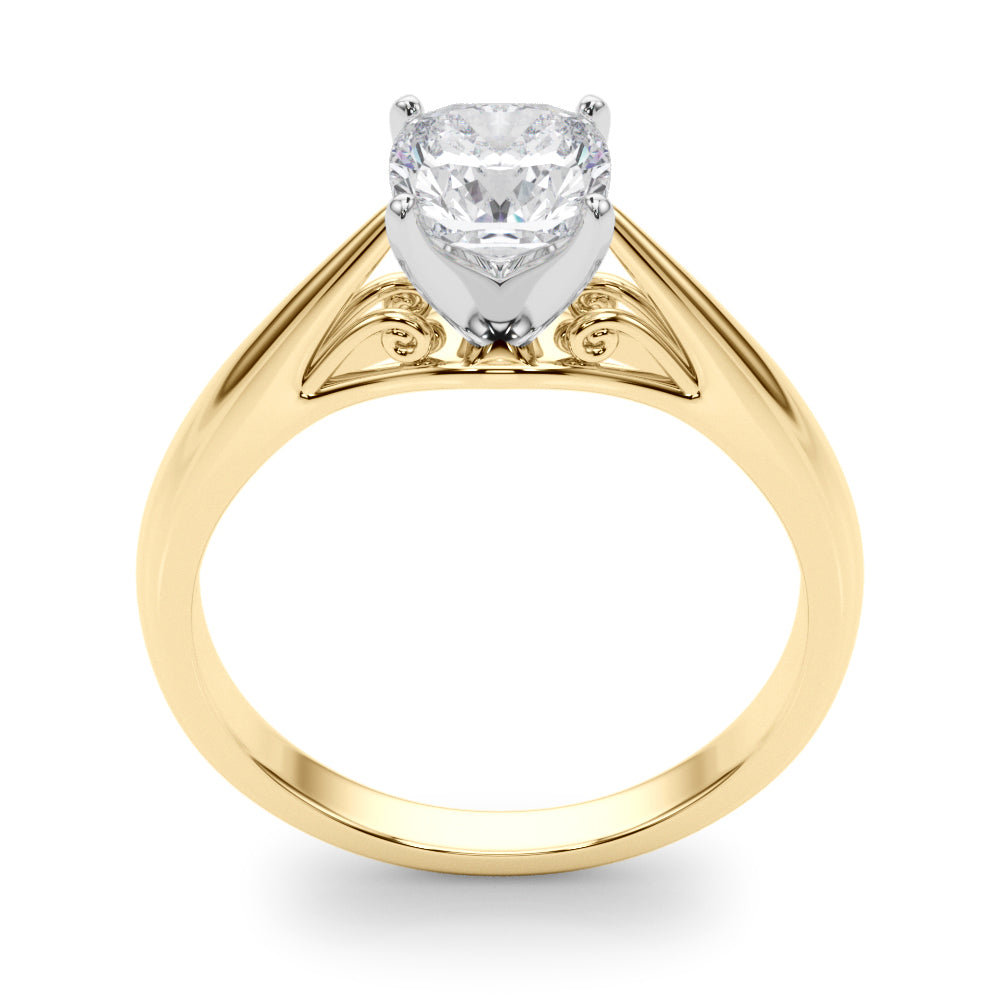 Lustrous Solitaires Any Shape Round Diamond Engagement Ring in 10K/14K gold and platinum with certified lab-grown or natural diamonds