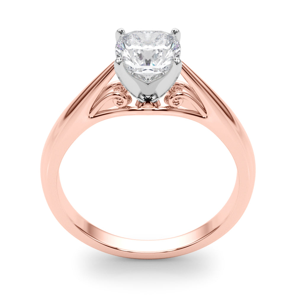 Lustrous Solitaires Any Shape Round Diamond Engagement Ring in 10K/14K gold and platinum with certified lab-grown or natural diamonds