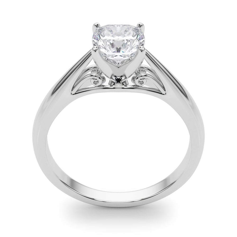 Lustrous Solitaires Any Shape Round Diamond Engagement Ring in 10K/14K gold and platinum with certified lab-grown or natural diamonds