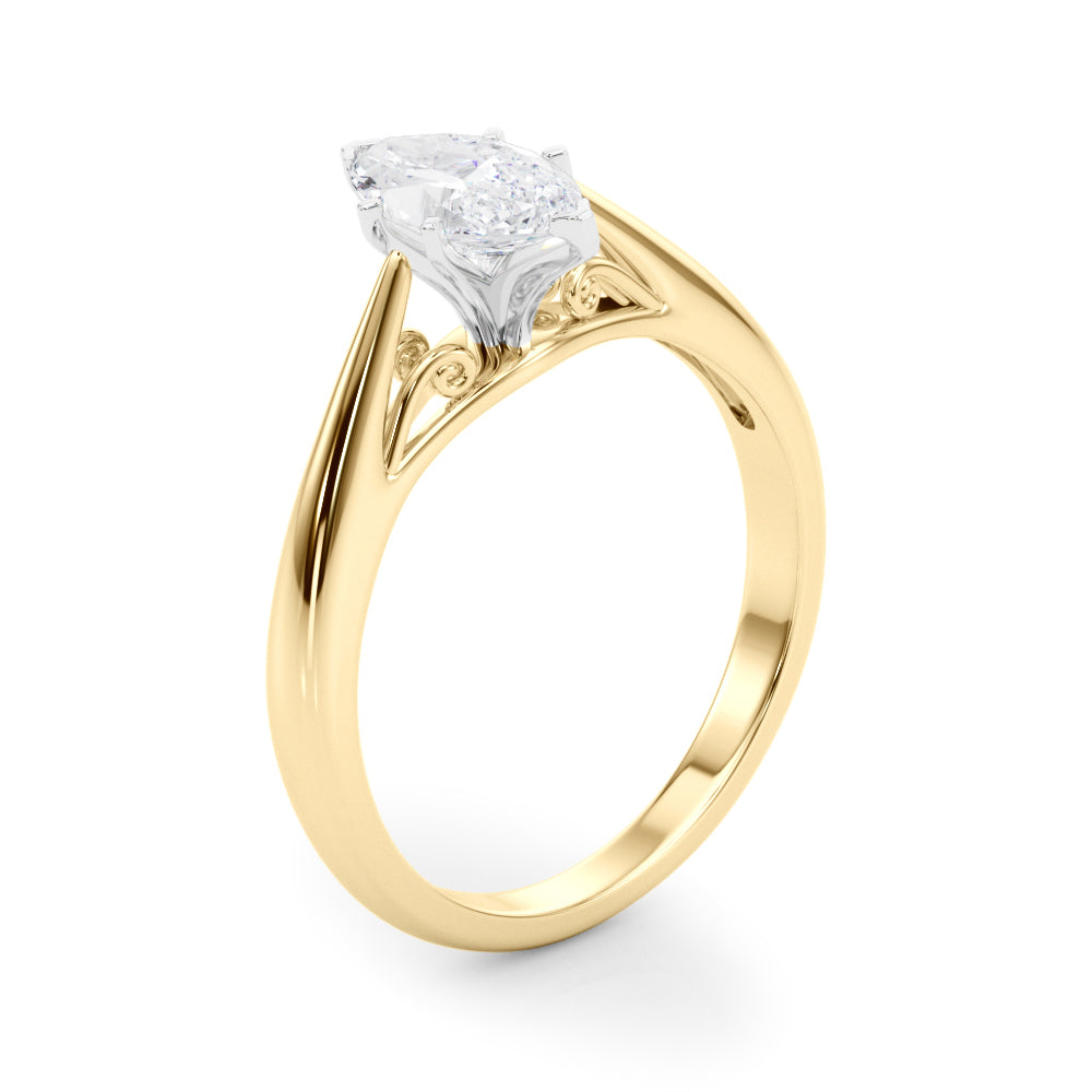 Lustrous Solitaires Any Shape Round Diamond Engagement Ring in 10K/14K gold and platinum with certified lab-grown or natural diamonds