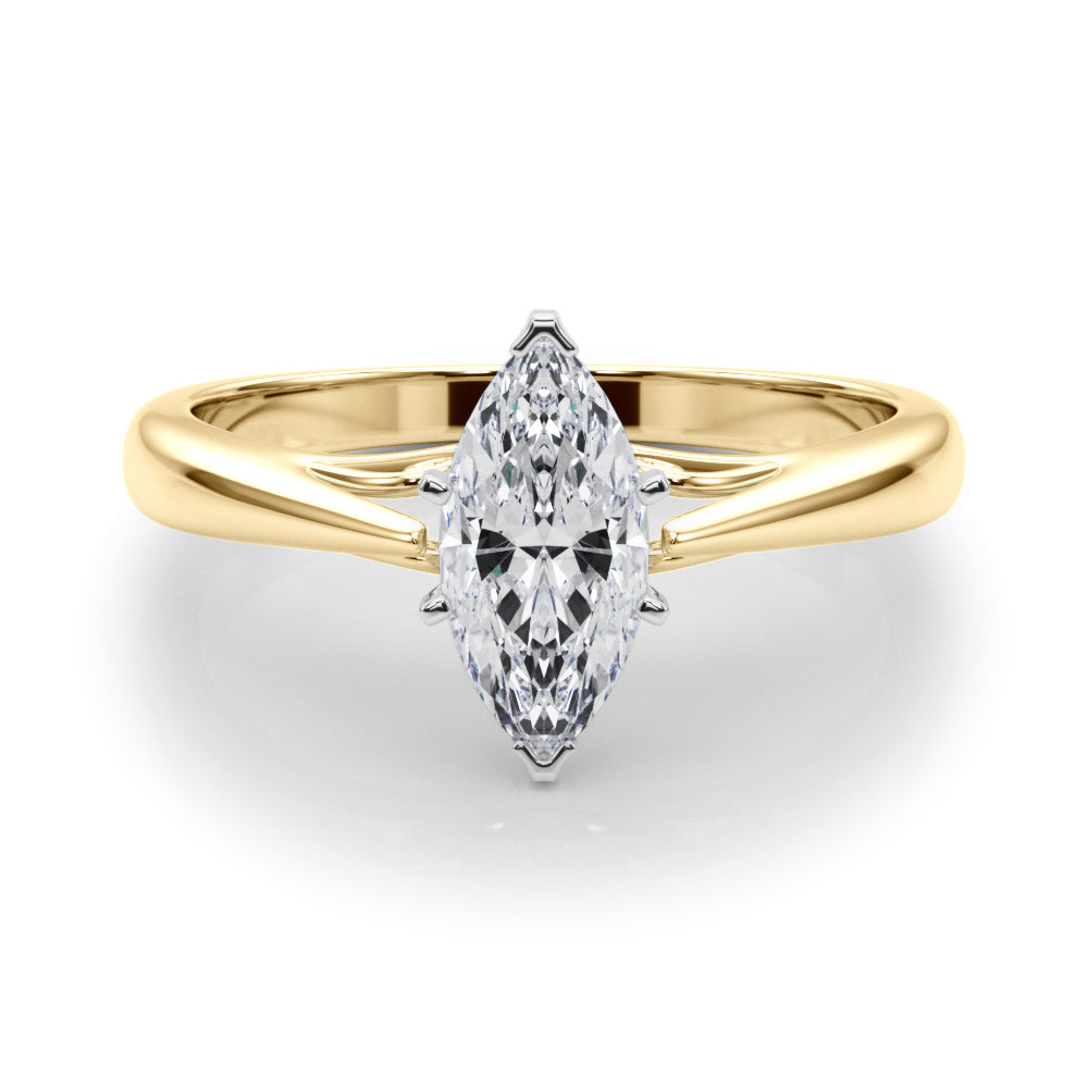 Lustrous Solitaires Any Shape Round Diamond Engagement Ring in 10K/14K gold and platinum with certified lab-grown or natural diamonds
