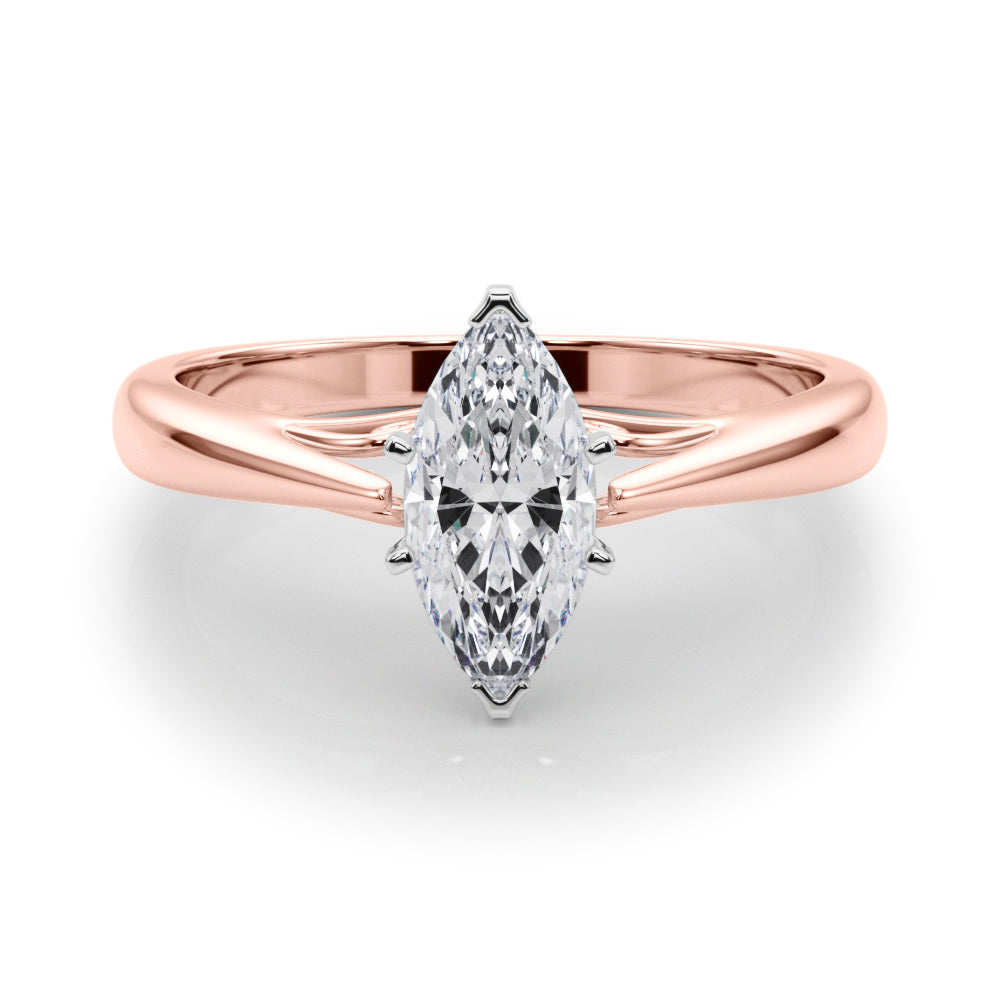 Lustrous Solitaires Any Shape Round Diamond Engagement Ring in 10K/14K gold and platinum with certified lab-grown or natural diamonds