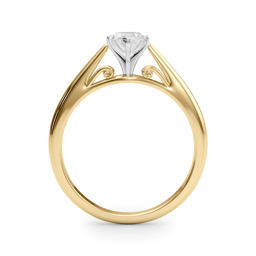 Lustrous Solitaires Any Shape Round Diamond Engagement Ring in 10K/14K gold and platinum with certified lab-grown or natural diamonds