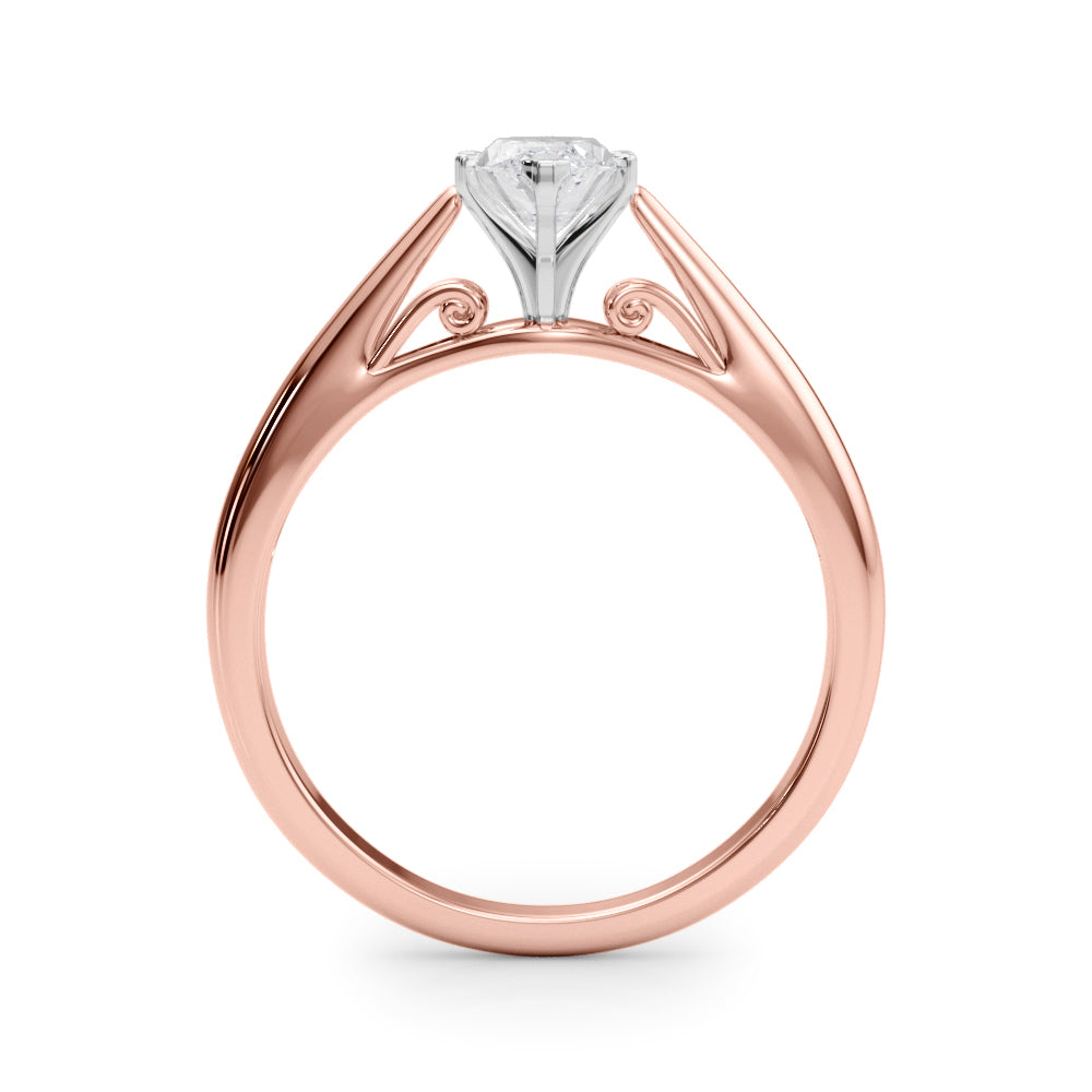 Lustrous Solitaires Any Shape Round Diamond Engagement Ring in 10K/14K gold and platinum with certified lab-grown or natural diamonds