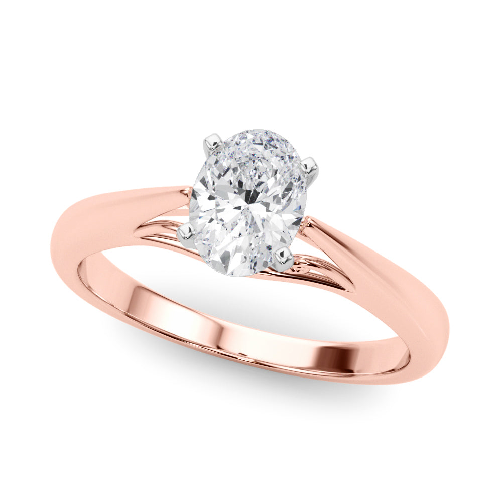 Lustrous Solitaires Any Shape Round Diamond Engagement Ring in 10K/14K gold and platinum with certified lab-grown or natural diamonds