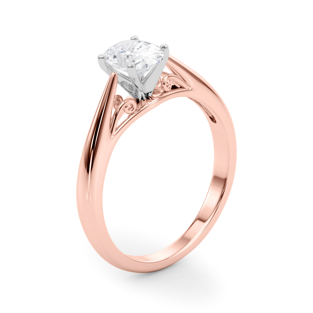 Lustrous Solitaires Any Shape Round Diamond Engagement Ring in 10K/14K gold and platinum with certified lab-grown or natural diamonds