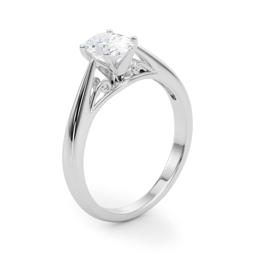 Lustrous Solitaires Any Shape Round Diamond Engagement Ring in 10K/14K gold and platinum with certified lab-grown or natural diamonds