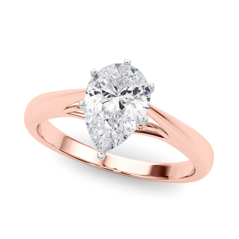 Lustrous Solitaires Any Shape Round Diamond Engagement Ring in 10K/14K gold and platinum with certified lab-grown or natural diamonds
