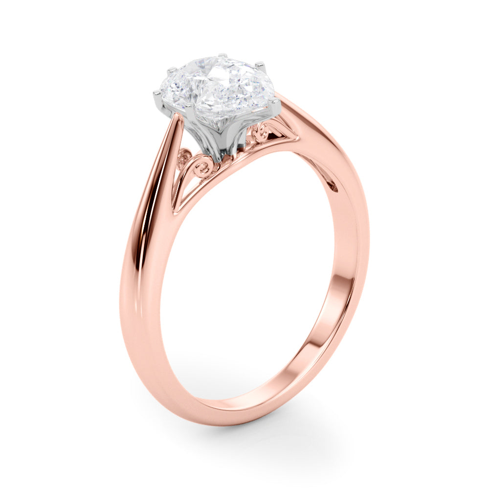 Lustrous Solitaires Any Shape Round Diamond Engagement Ring in 10K/14K gold and platinum with certified lab-grown or natural diamonds