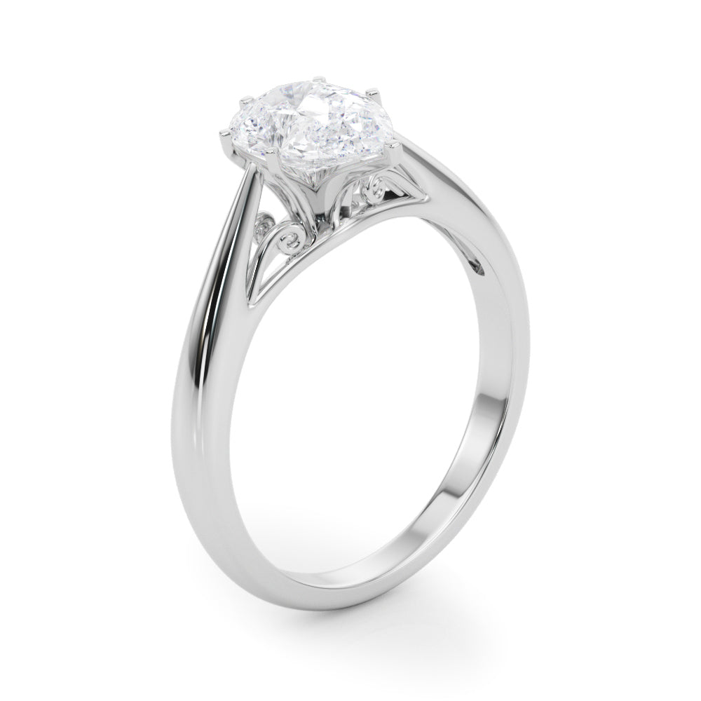 Lustrous Solitaires Any Shape Round Diamond Engagement Ring in 10K/14K gold and platinum with certified lab-grown or natural diamonds