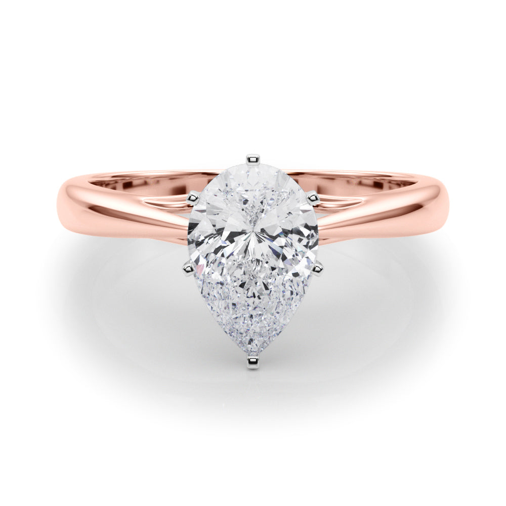 Lustrous Solitaires Any Shape Round Diamond Engagement Ring in 10K/14K gold and platinum with certified lab-grown or natural diamonds