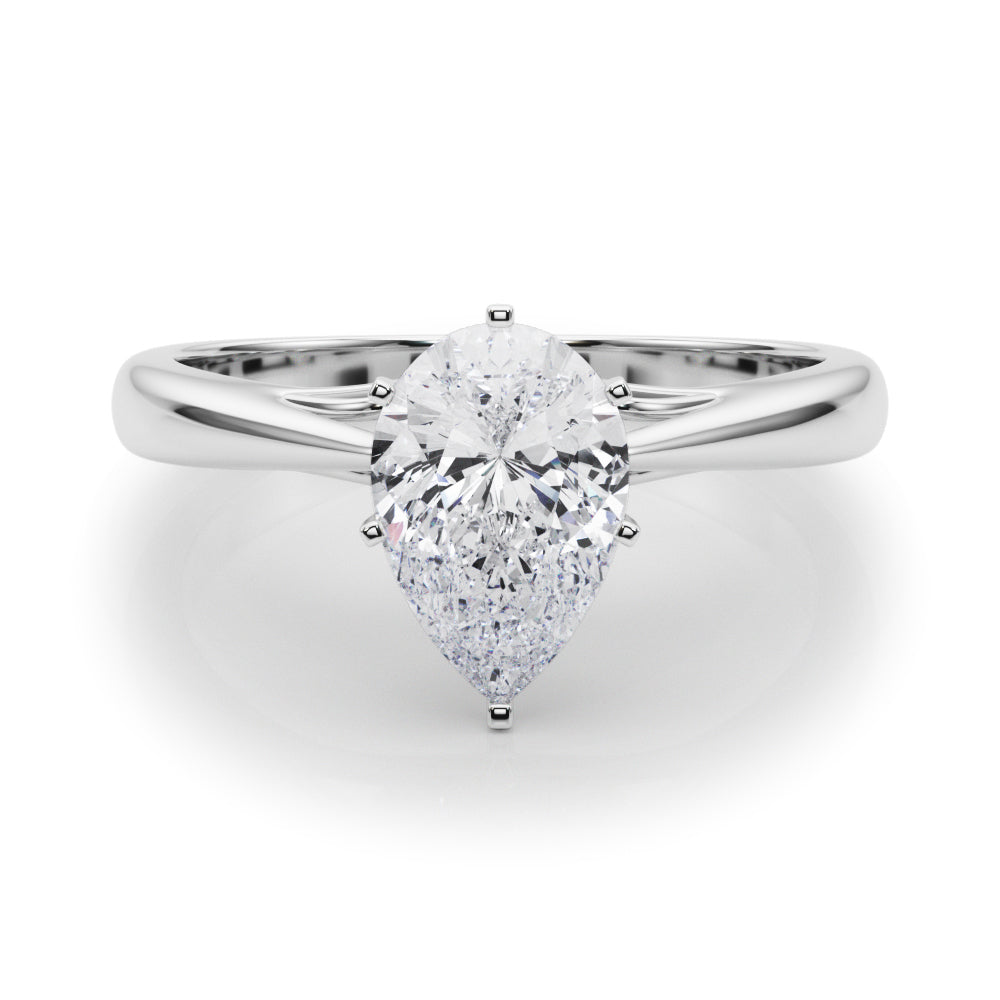 Lustrous Solitaires Any Shape Round Diamond Engagement Ring in 10K/14K gold and platinum with certified lab-grown or natural diamonds