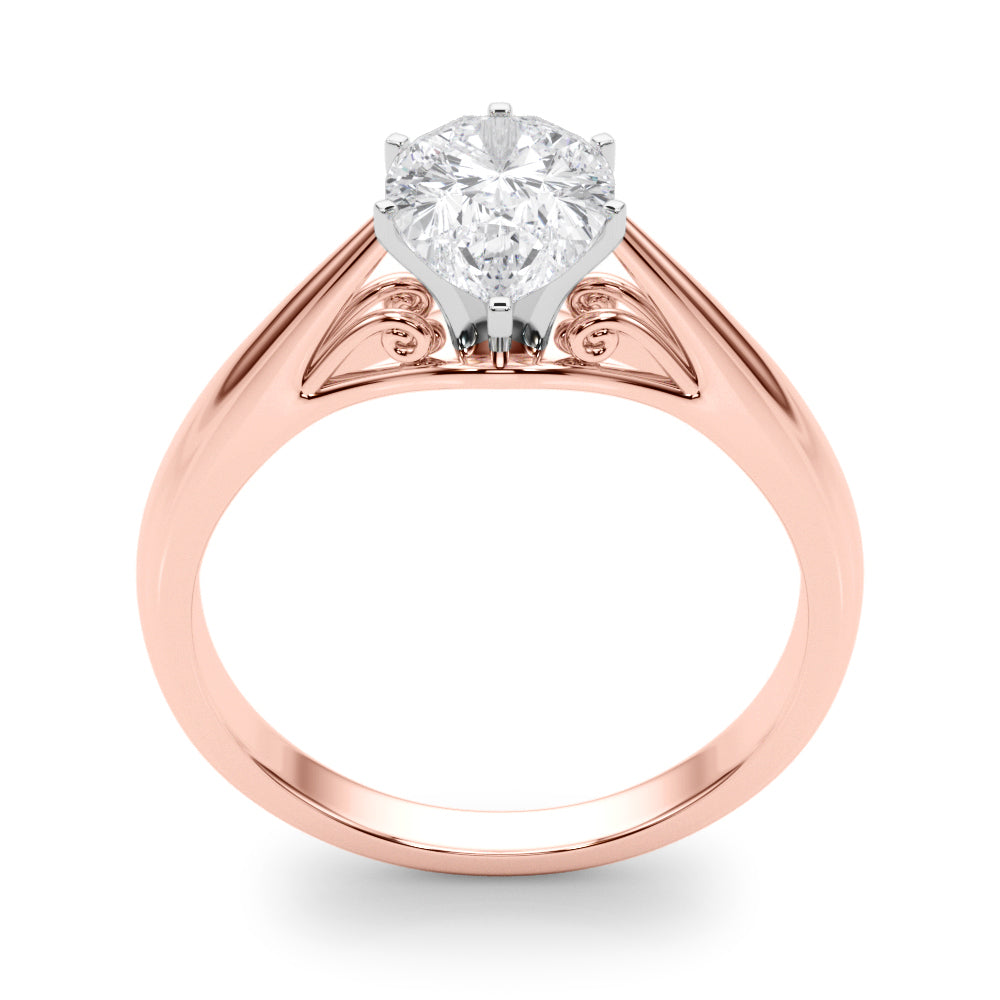 Lustrous Solitaires Any Shape Round Diamond Engagement Ring in 10K/14K gold and platinum with certified lab-grown or natural diamonds