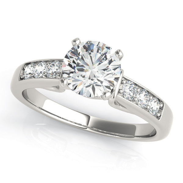 Opulent Channel-Set Round Diamond Engagement Ring in 10K/14K gold and platinum with certified lab-grown or natural diamonds