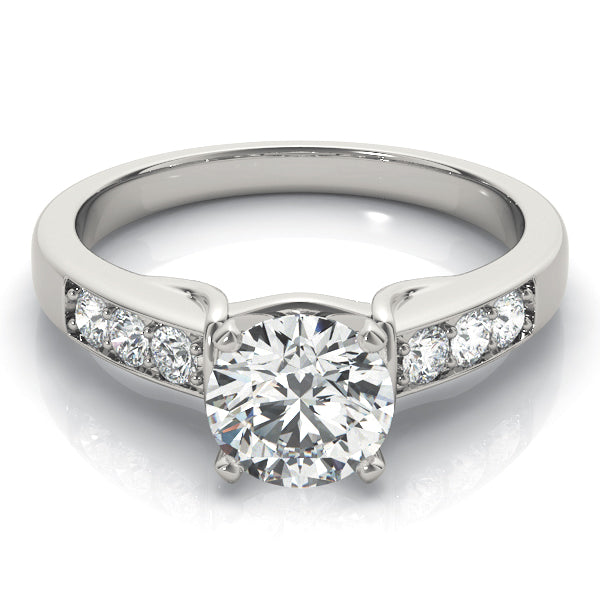 Opulent Channel-Set Round Diamond Engagement Ring in 10K/14K gold and platinum with certified lab-grown or natural diamonds