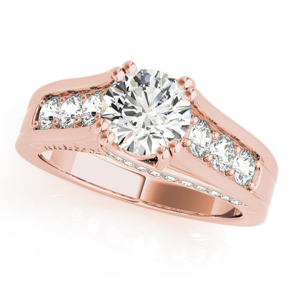 Celestial Channel-Set Round Diamond Engagement Ring in 10K/14K gold and platinum with certified lab-grown or natural diamonds