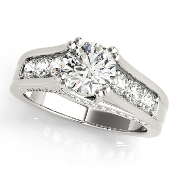 Celestial Channel-Set Round Diamond Engagement Ring in 10K/14K gold and platinum with certified lab-grown or natural diamonds