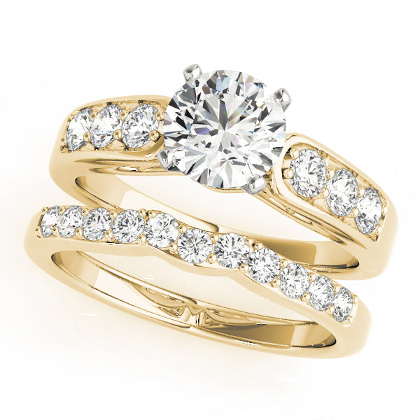Crowned Channel-Set Round Diamond Engagement Ring in 10K/14K gold and platinum with certified lab-grown or natural diamonds