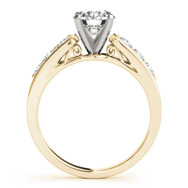 Crowned Channel-Set Round Diamond Engagement Ring in 10K/14K gold and platinum with certified lab-grown or natural diamonds
