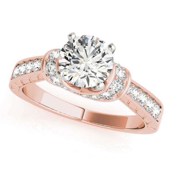 Graceful Cluster Sides Round Diamond Engagement Ring in 10K/14K gold and platinum with certified lab-grown or natural diamonds