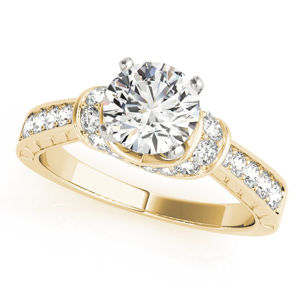 Graceful Cluster Sides Round Diamond Engagement Ring in 10K/14K gold and platinum with certified lab-grown or natural diamonds
