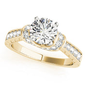 Graceful Cluster Sides Round Diamond Engagement Ring in 10K/14K gold and platinum with certified lab-grown or natural diamonds