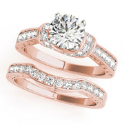 Graceful Cluster Sides Round Diamond Engagement Ring in 10K/14K gold and platinum with certified lab-grown or natural diamonds