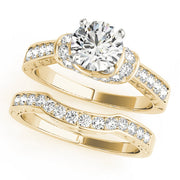Graceful Cluster Sides Round Diamond Engagement Ring in 10K/14K gold and platinum with certified lab-grown or natural diamonds