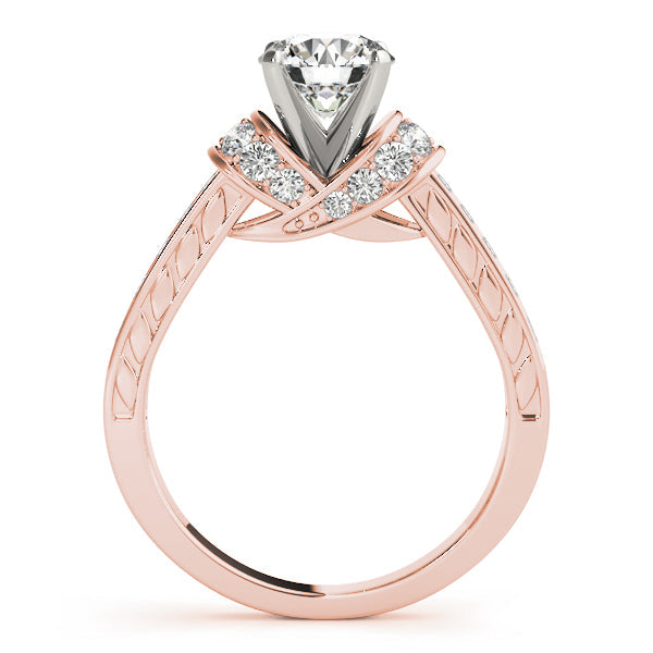 Graceful Cluster Sides Round Diamond Engagement Ring in 10K/14K gold and platinum with certified lab-grown or natural diamonds