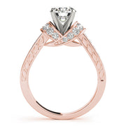 Graceful Cluster Sides Round Diamond Engagement Ring in 10K/14K gold and platinum with certified lab-grown or natural diamonds
