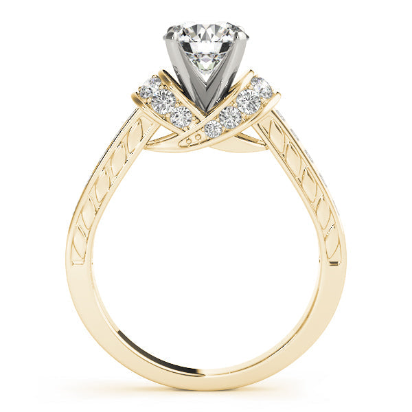 Graceful Cluster Sides Round Diamond Engagement Ring in 10K/14K gold and platinum with certified lab-grown or natural diamonds