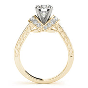 Graceful Cluster Sides Round Diamond Engagement Ring in 10K/14K gold and platinum with certified lab-grown or natural diamonds