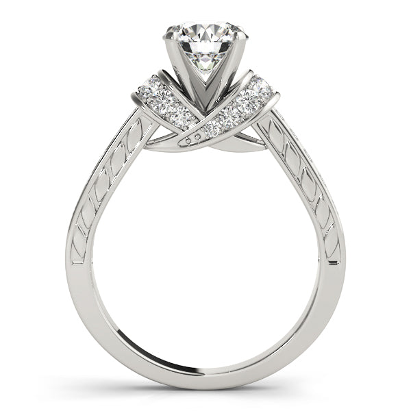 Graceful Cluster Sides Round Diamond Engagement Ring in 10K/14K gold and platinum with certified lab-grown or natural diamonds