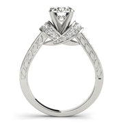 Graceful Cluster Sides Round Diamond Engagement Ring in 10K/14K gold and platinum with certified lab-grown or natural diamonds