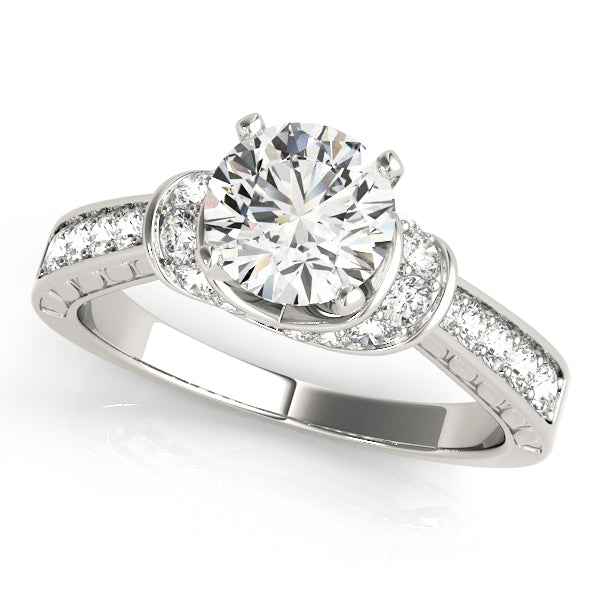 Graceful Cluster Sides Round Diamond Engagement Ring in 10K/14K gold and platinum with certified lab-grown or natural diamonds