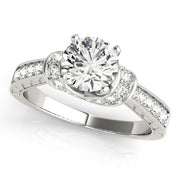 Graceful Cluster Sides Round Diamond Engagement Ring in 10K/14K gold and platinum with certified lab-grown or natural diamonds