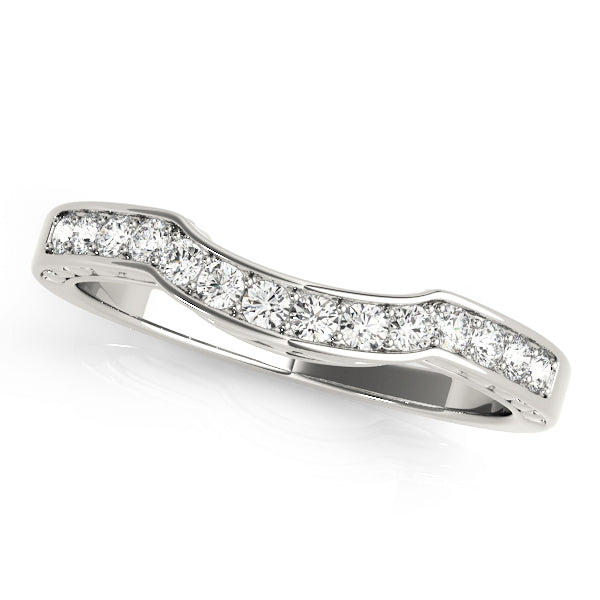 Curved Bands Half Eternity Ring in Gold & Platinum