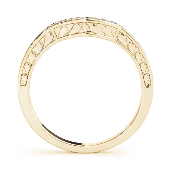 Curved Bands Half Eternity Ring in Gold & Platinum