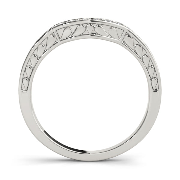 Curved Bands Half Eternity Ring in Gold & Platinum