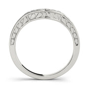 Curved Bands Half Eternity Ring in Gold & Platinum