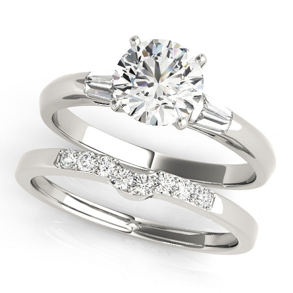 Enchanted Fancy Shape Baguette Round Diamond Engagement Ring in 10K/14K gold and platinum with certified lab-grown or natural diamonds