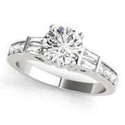 Pristine Fancy Shape Baguette Round Diamond Engagement Ring in 10K/14K gold and platinum with certified lab-grown or natural diamonds