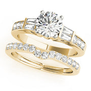 Pristine Fancy Shape Baguette Round Diamond Engagement Ring in 10K/14K gold and platinum with certified lab-grown or natural diamonds