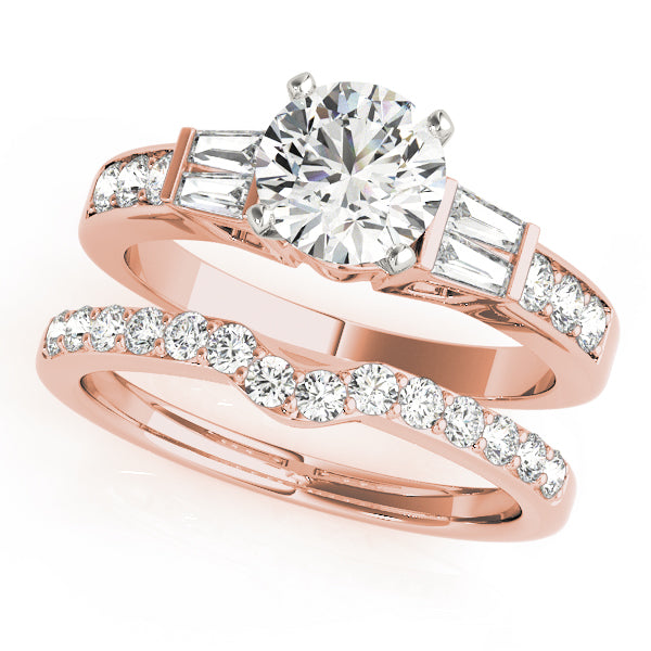 Pristine Fancy Shape Baguette Round Diamond Engagement Ring in 10K/14K gold and platinum with certified lab-grown or natural diamonds