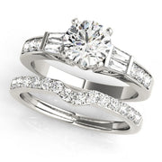Pristine Fancy Shape Baguette Round Diamond Engagement Ring in 10K/14K gold and platinum with certified lab-grown or natural diamonds