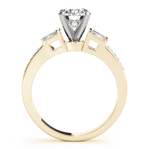 Pristine Fancy Shape Baguette Round Diamond Engagement Ring in 10K/14K gold and platinum with certified lab-grown or natural diamonds