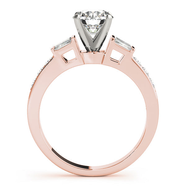 Pristine Fancy Shape Baguette Round Diamond Engagement Ring in 10K/14K gold and platinum with certified lab-grown or natural diamonds
